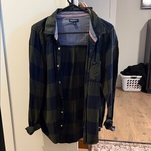 Flag & Anthem Navy and Green Plaid Button-Up Shirt Flannel